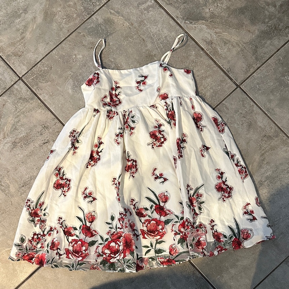 Storia White and Red Floral Dress